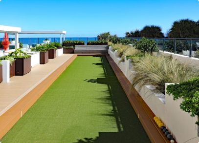 Synthetic turf installation – rooftop bocce lawn