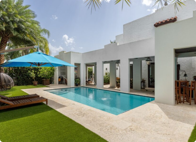 Recent synthetic turf installation – residential pool surround
